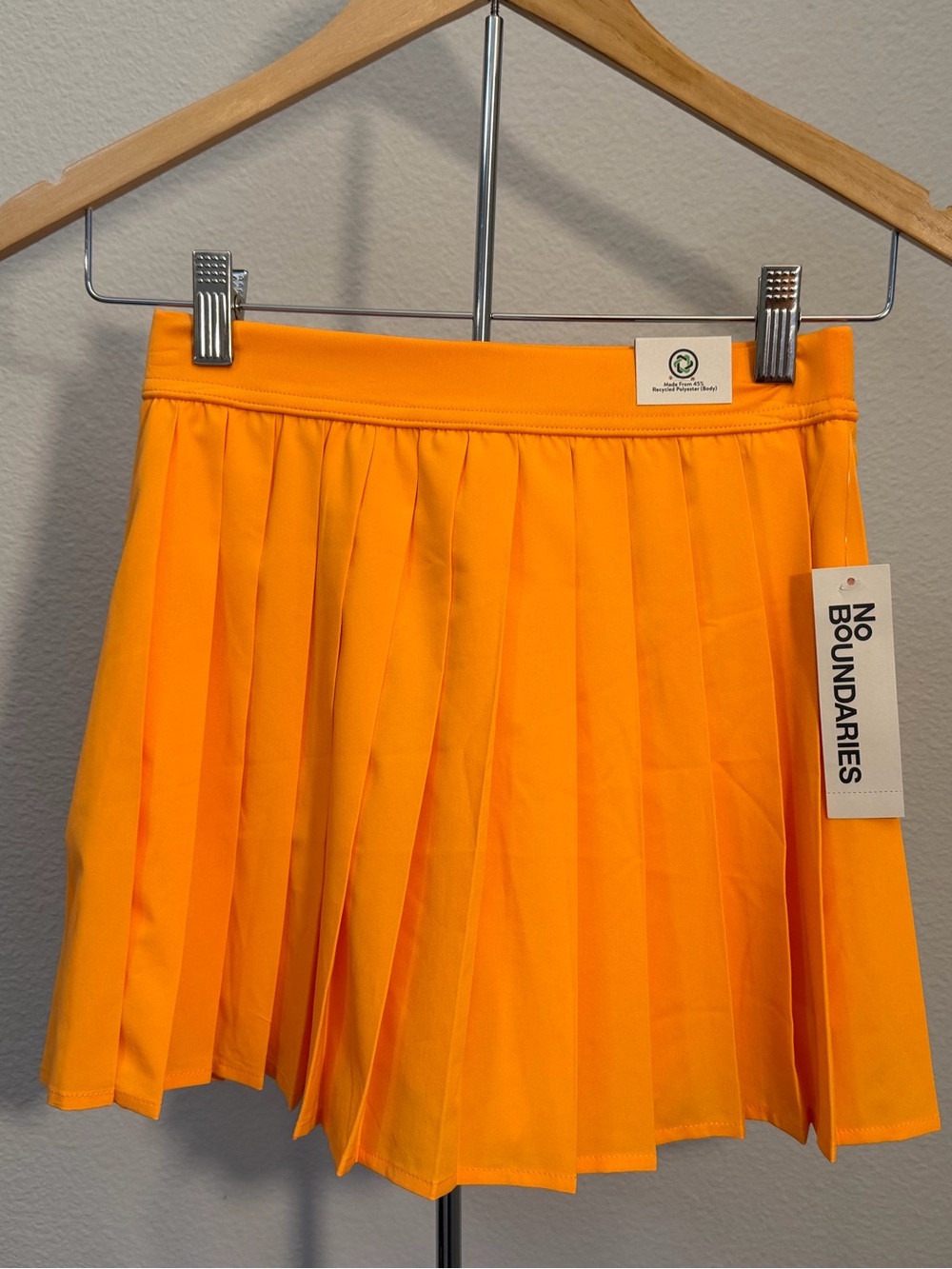 No Boundaries Bright Orange Pleated Circle Skirt